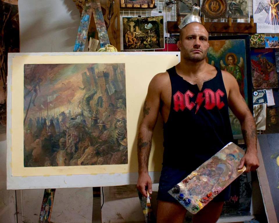 Renowned artist Paolo Giraridi with the finished artwork for the new Temple Of Void album.