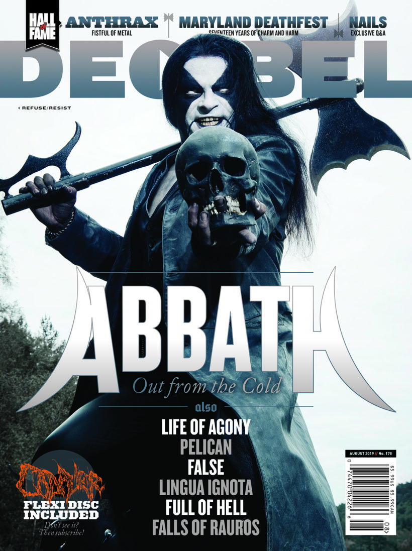 Abbath Dominates the Cover of the August Decibel Decibel Magazine