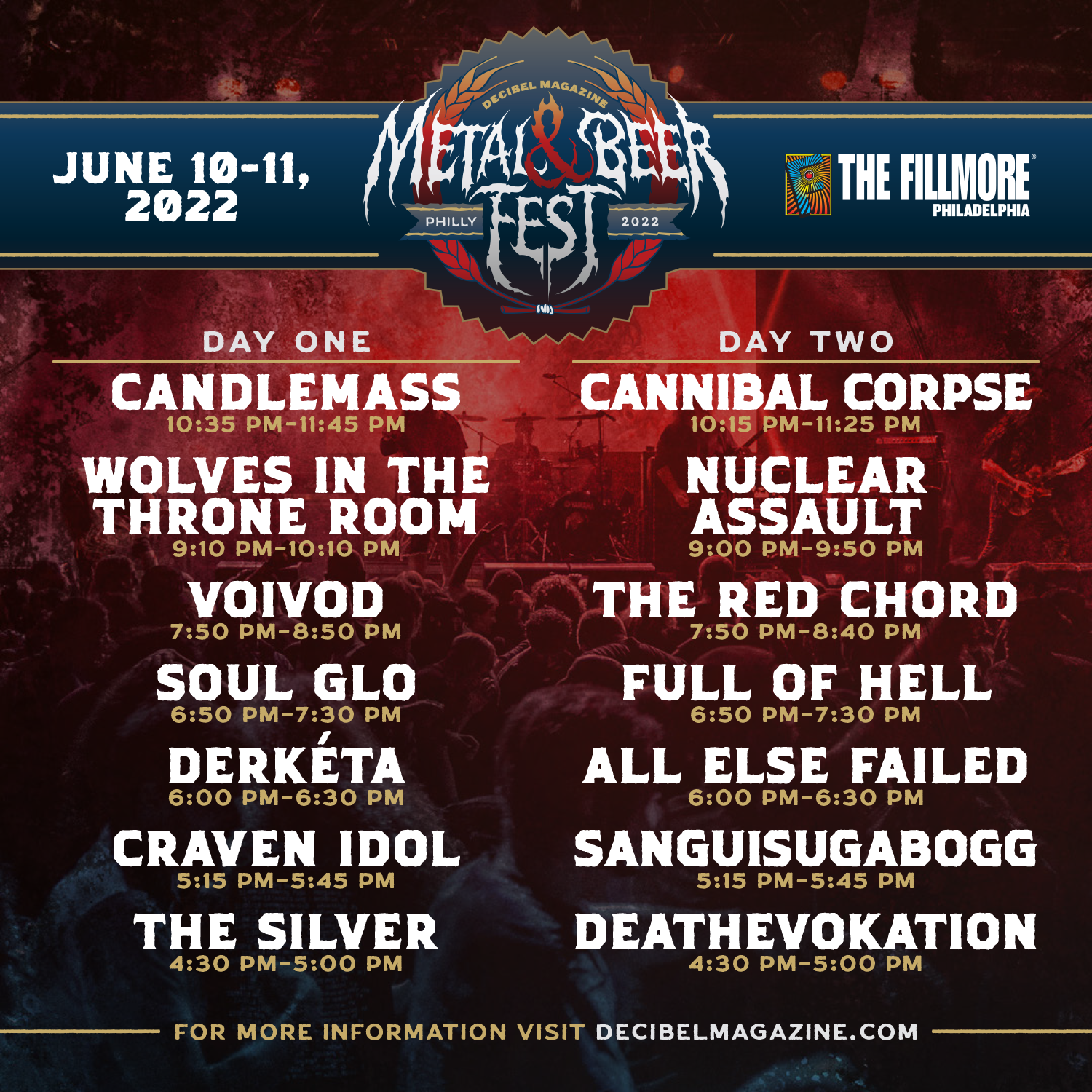 Set Times Announced for Decibel Magazine Metal & Beer Fest Philly 2022