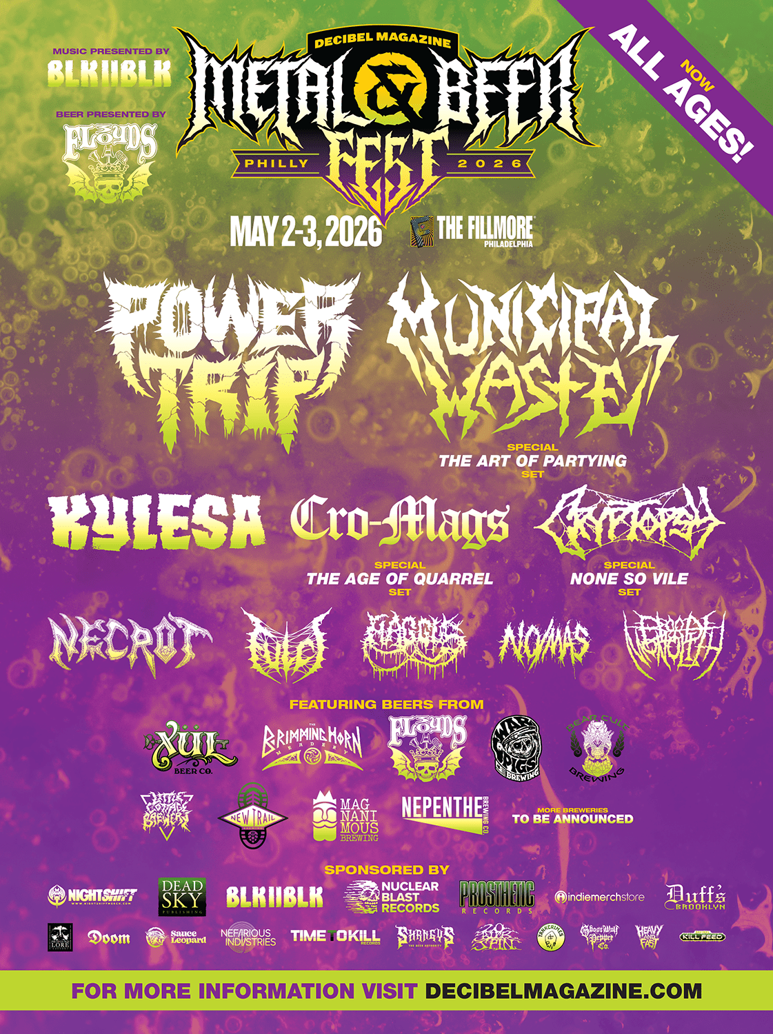 Power Trip and Municipal Waste to Headline Decibel’s Metal & Beer Fest Philly 2026, Liver Damage Pending