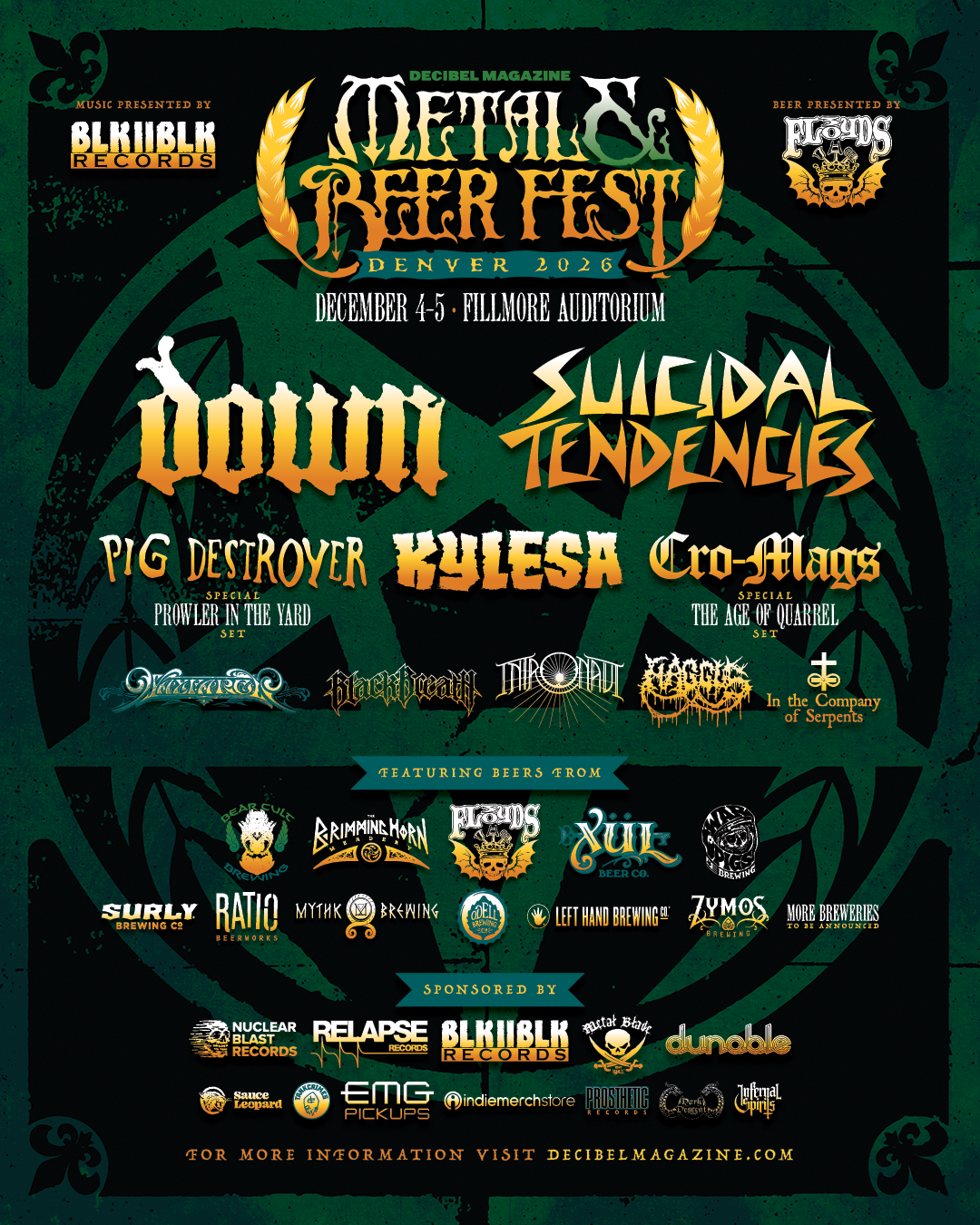 Cartel oficial de Decibel Metal and Beer Fest Denver 2026